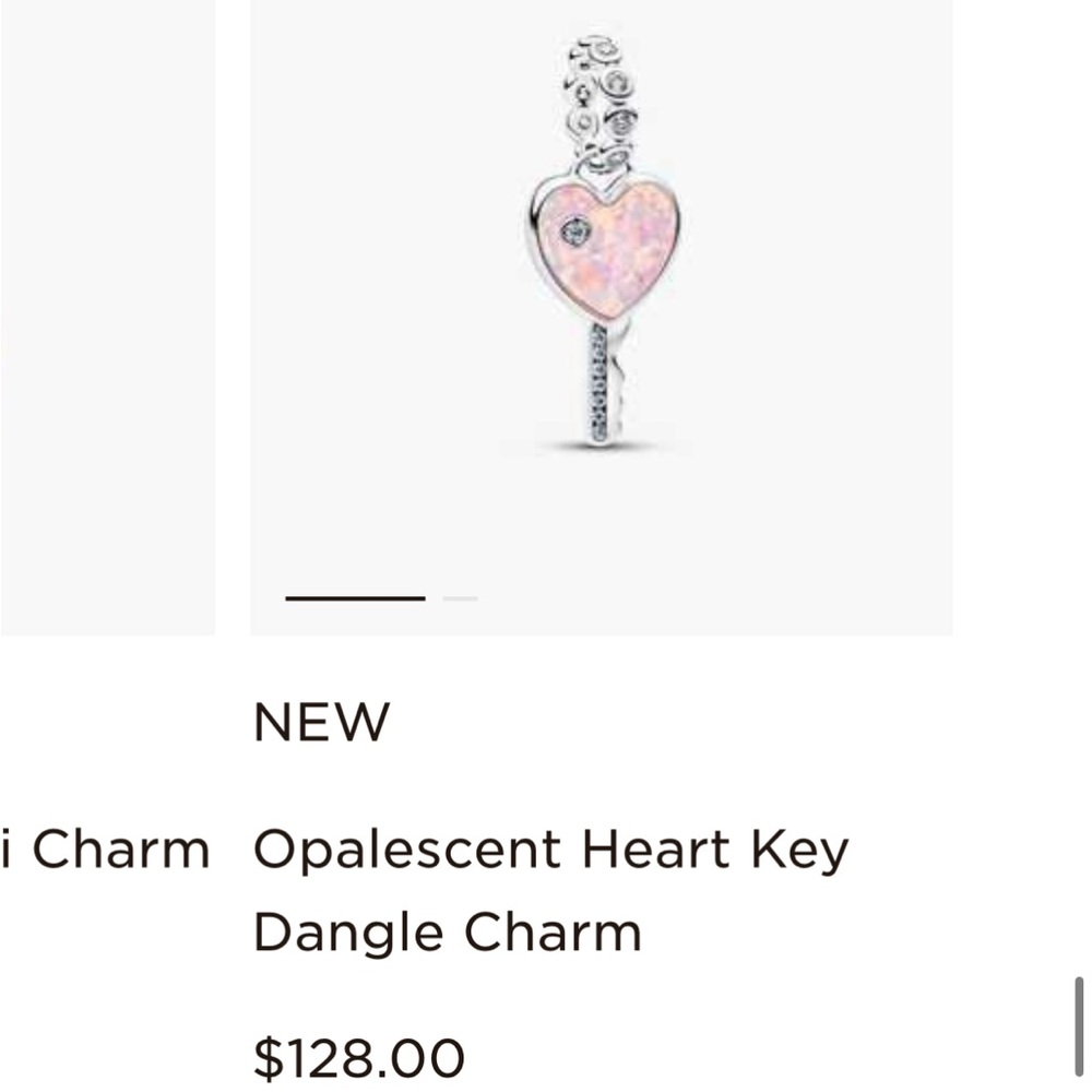 Pandora Pink and Silver Heart Key Charm